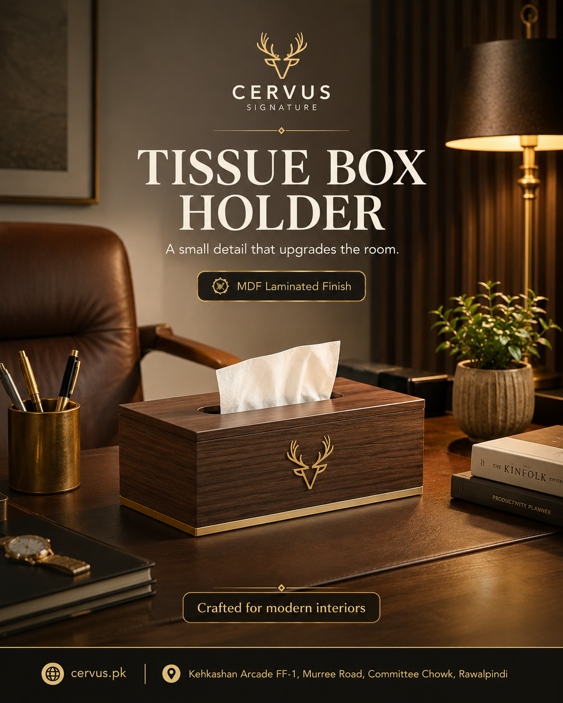 MDF laminated Tissue Box Holder